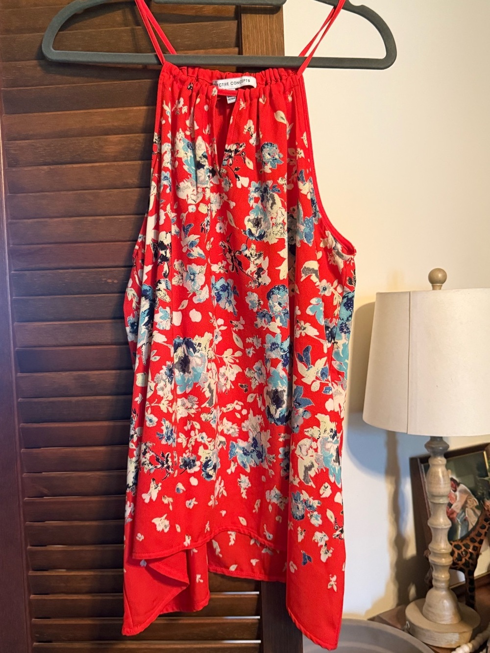 Collective concepts Large EUC red floral halter style top